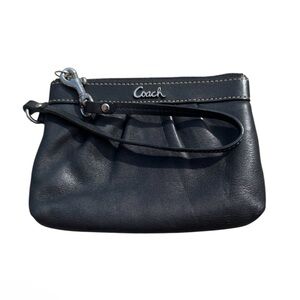 Coach Black pleated leather wristlet